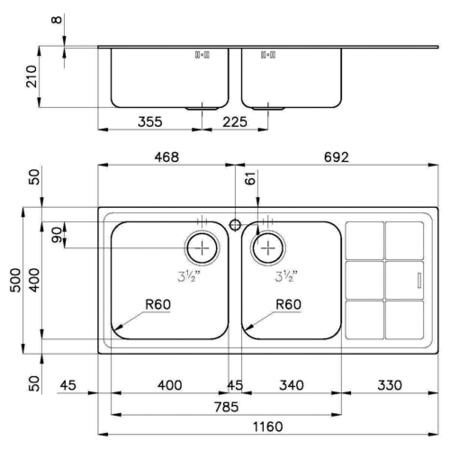 Baumatic CU20LHDIX WSL - Two Bowl Sink and Left Hand Drainer - Box Says QU20LHDIX