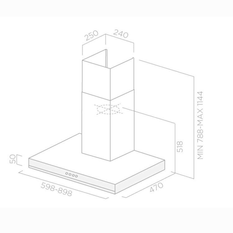 Elica CUBE-90 CUBE90 Cube 90cm Chimney Cooker Hood Stainless Steel