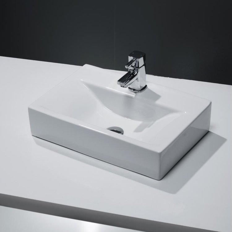 Rectangular Countertop Sink - 1 Tap Hole