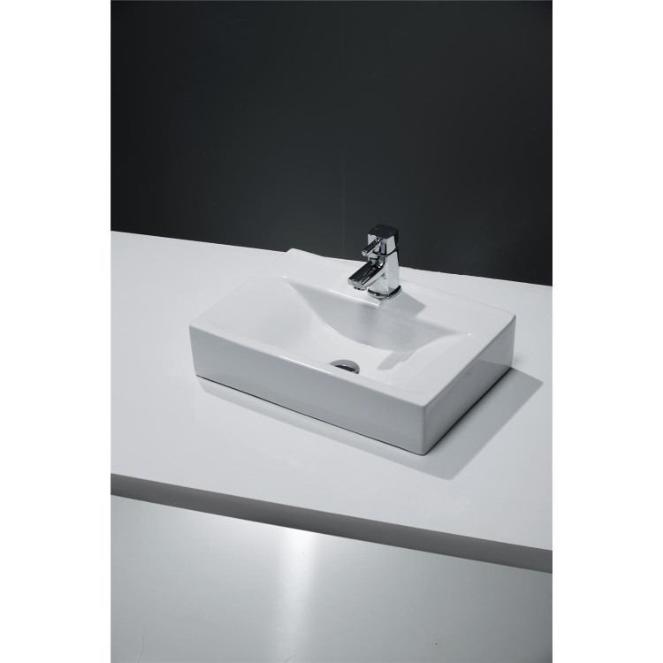 Rectangular Countertop Sink - 1 Tap Hole