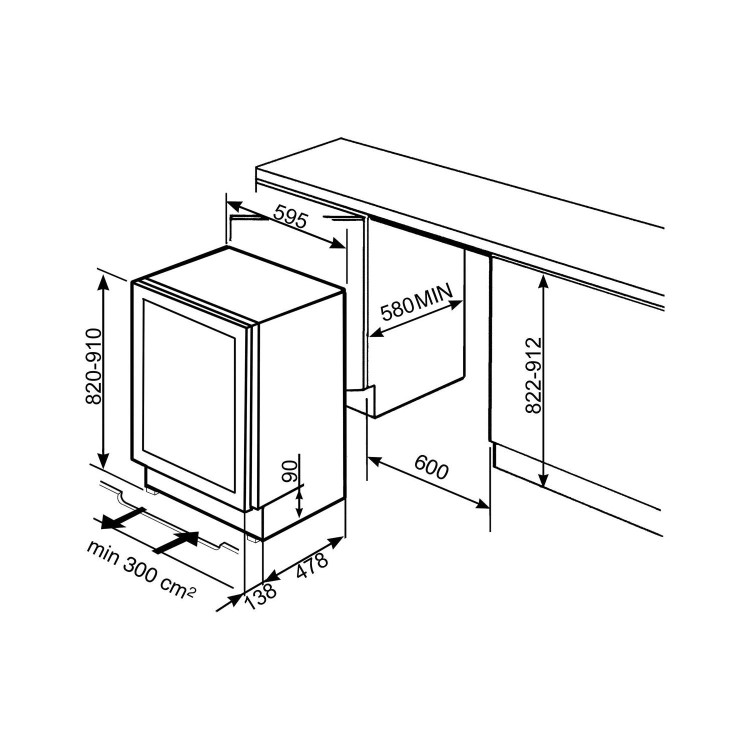 Smeg CVI338LWX2 Classic 60cm Height Built-in Wine Cooler With Wi-Fi - Left Hand Hinge - Stainless St