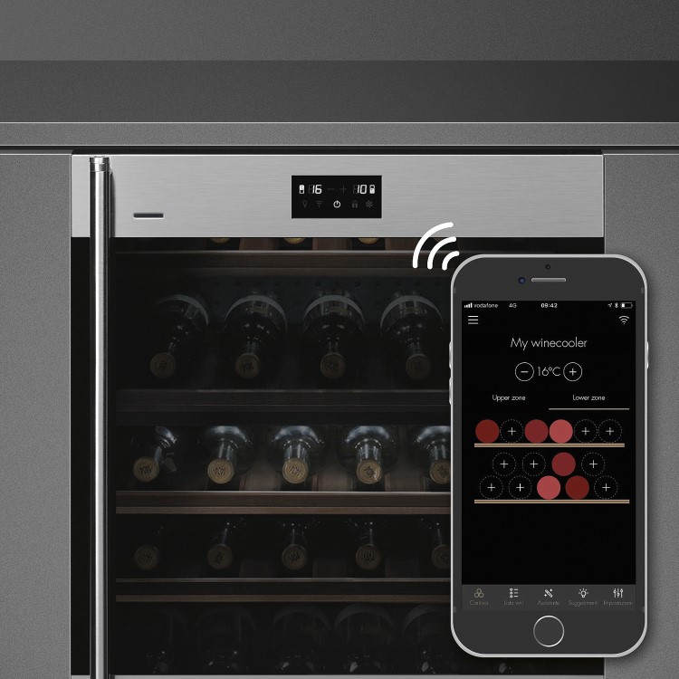 Smeg CVI338RWX2 Classic 60cm Height Built-in Wine Cooler With Wi-Fi - Right Hand Hinge - Stainless S