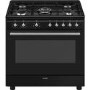 Refurbished Smeg Concert CX91GMBL 90cm Dual Fuel Range Cooker Black