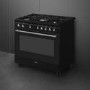 Refurbished Smeg Concert CX91GMBL 90cm Dual Fuel Range Cooker Black