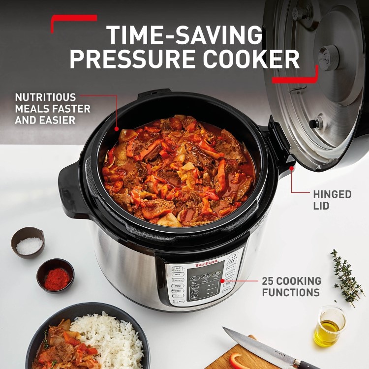 Refurbished Tefal CY505E40 All-In-One Electric Pressure Cooker Stainless Steel
