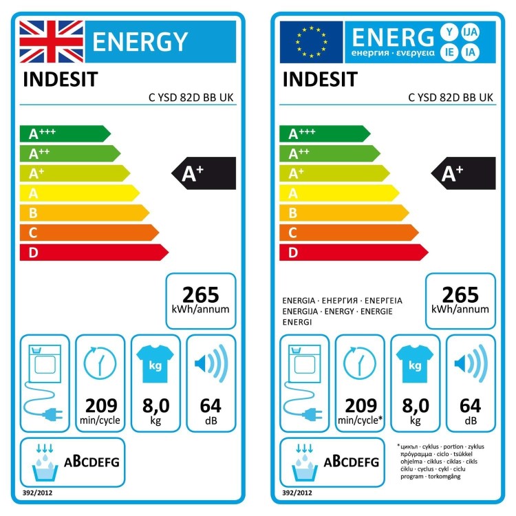 Indesit 8kg Heat Pump Dryer - Black