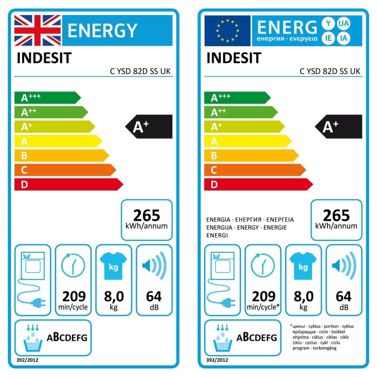 Indesit 8kg Heat Pump Dryer - Silver