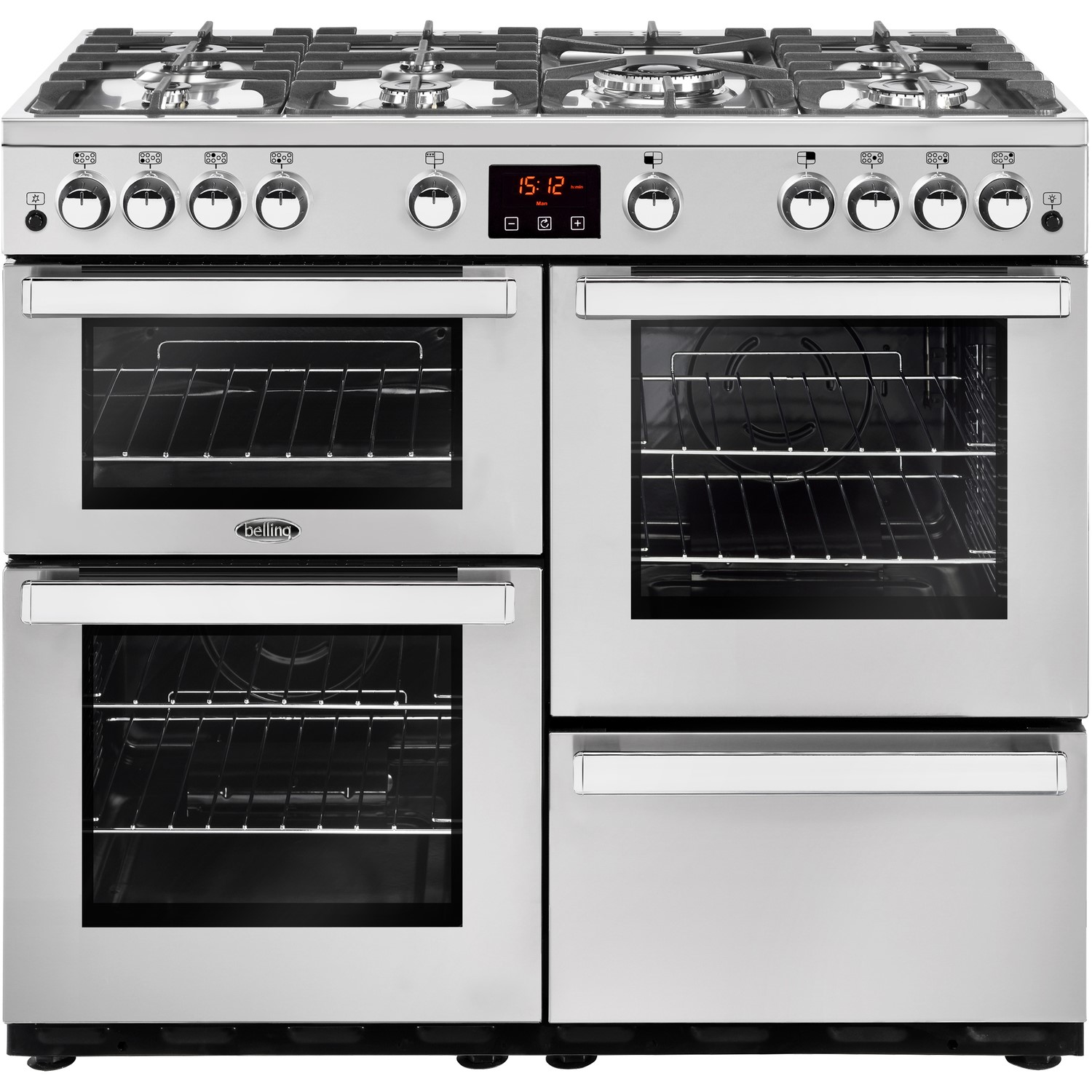 Refurbished Belling Cookcentre 100G Professional 100cm Gas Range Cooker Stainless Steel