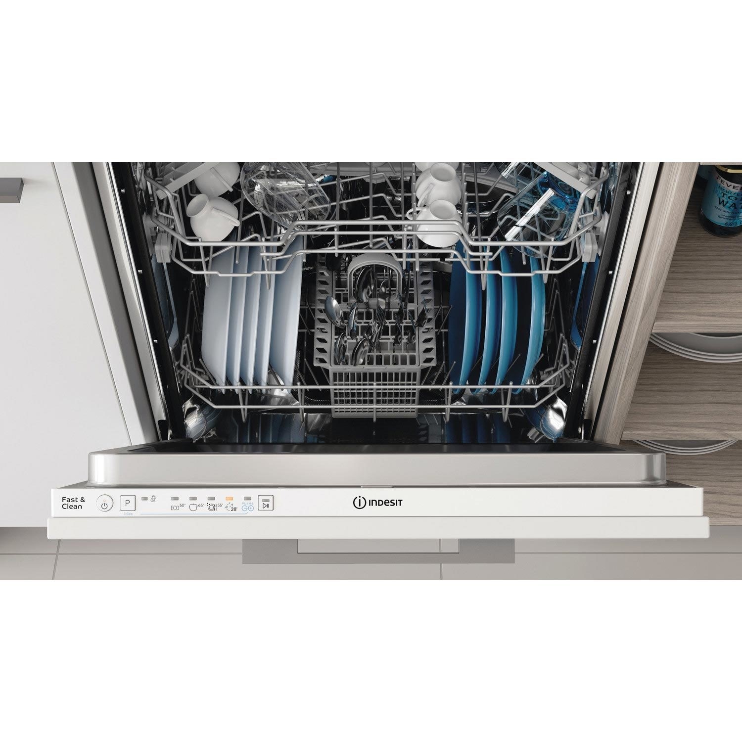 GRADE A2 - Indesit Fast&Clean Integrated Dishwasher - White control ...