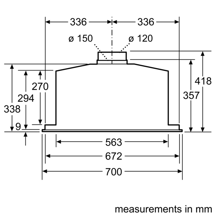 Refurbished Neff D57MH56N0B 70cm Canopy Cooker Hood