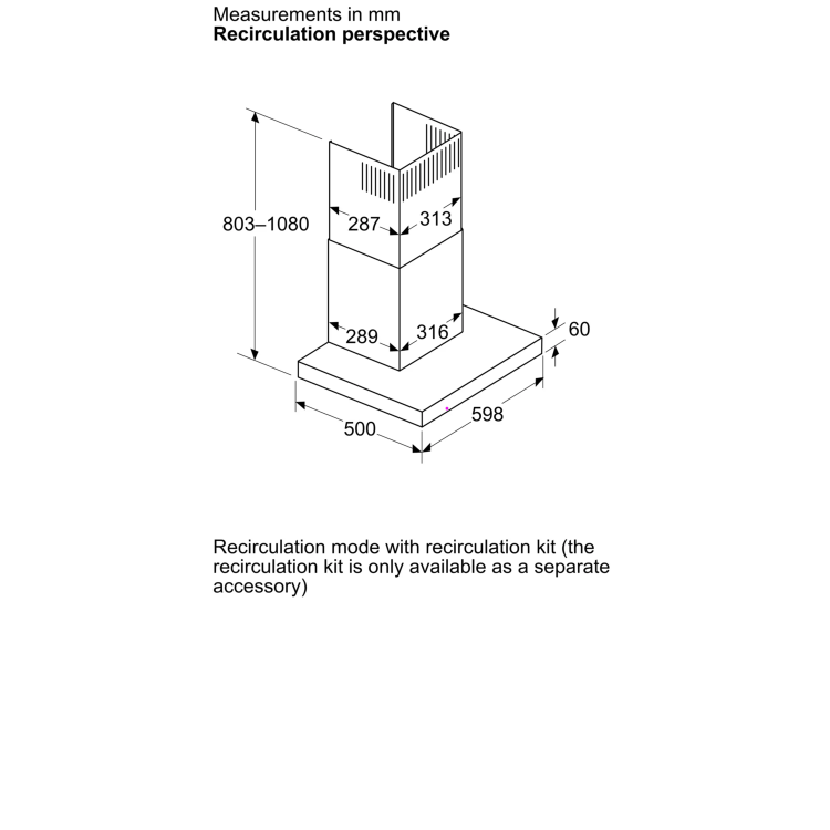 Neff N70 Series 60cm Chimney Cooker Hood - Matt Black