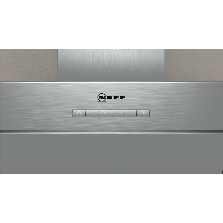 Refurbished Neff D85IBE1S0B 80cm Angled Cooker Hood With Perimeter Extraction Stainless Steel With Black Glass