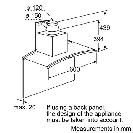 Neff D86D55N1GB Series 3 Curved 60cm Chimney Hood in Stainless steel