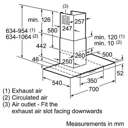 Neff D87E21N1GB Series 1 Flat Glass 70cm Chimney Hood in Stainless steel