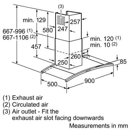 Neff D89D55N1GB Series 3 Curved 90cm Chimney Hood in Stainless steel