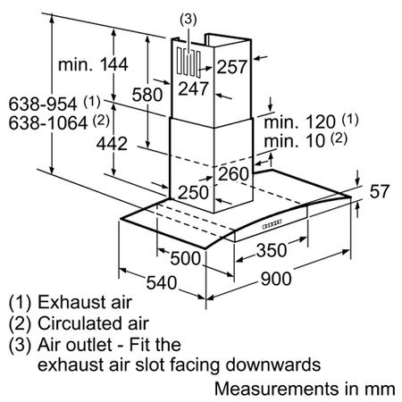 Neff D89G21N0GB Series 1 Curved Glass 90cm Chimney Hood in Stainless steel
