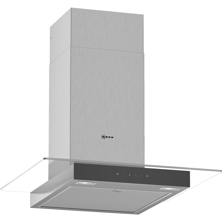 Neff D64GFM1N0B 60cm Touch Control Chimney Cooker Hood With Flat Glass Canopy - Stainless Steel