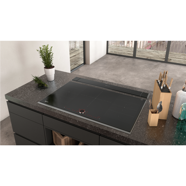 GRADE A2 - Neff D95DAP8N0B 90cm Wide Touch Control Downdraft Extractor - Black Glass