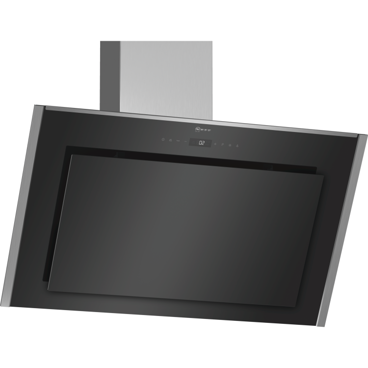 Neff D95IMT1N0B 90cm Wide Angled Cooker Hood With Perimeter Extraction - Black Glass