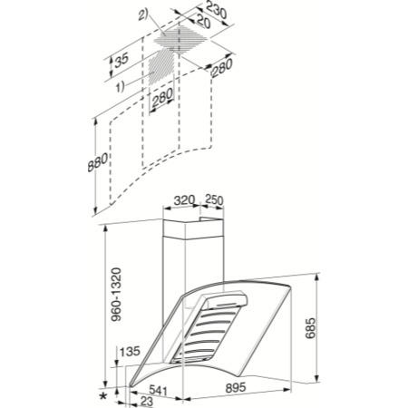 Miele DA289-4EXTssglass 90cm Wide Angled Chimney Cooker Hood External Motor Version Stainless Steel