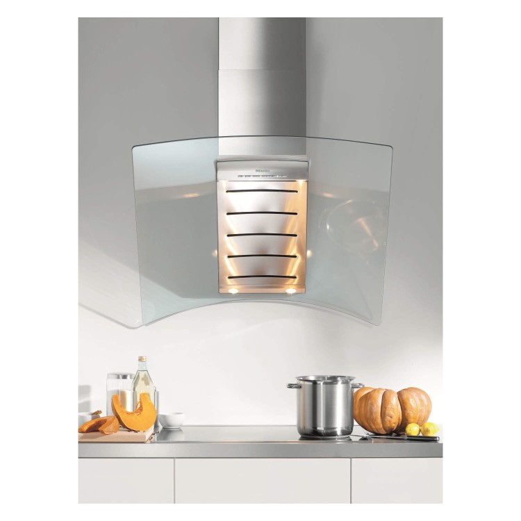 GRADE A1 - Miele DA289-4 Angled 90cm Stainless Steel Chimney Cooker Hood With Curved Glass Canopy