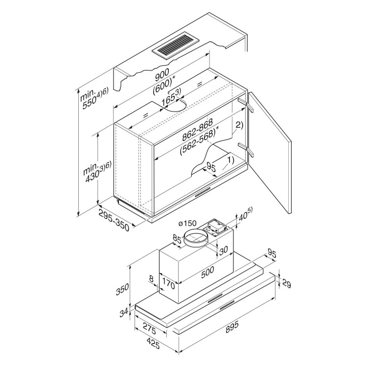 GRADE A2 - Miele DA3496 90cm Wide Stainless Steel Telescopic Integrated Hood