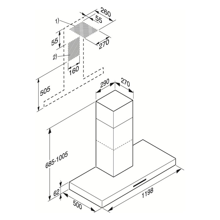 Miele DA422-6 Purist Plus 120cm Wide Box Design Chimney Cooker Hood Stainless Steel