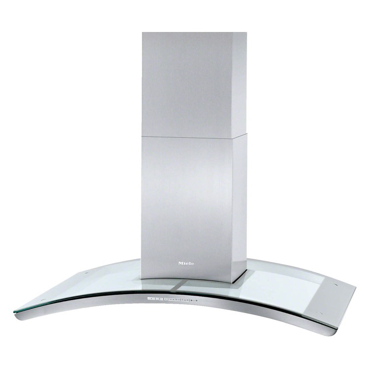 Miele DA5106D Stainless Steel 100cm Wide Island Cooker Hood With Curved Glass And Steel Canopy