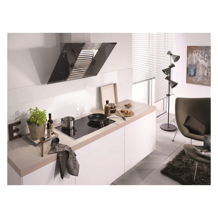 Miele DA6096W 90cm Wide Angled Cooker Hood With Black Glass Panels