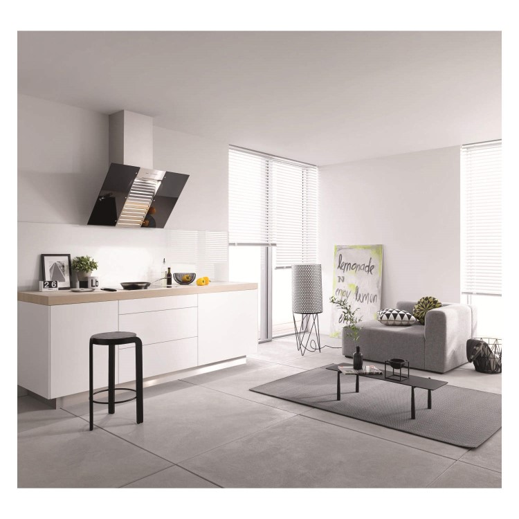 Miele DA6096W 90cm Wide Angled Cooker Hood With Black Glass Panels