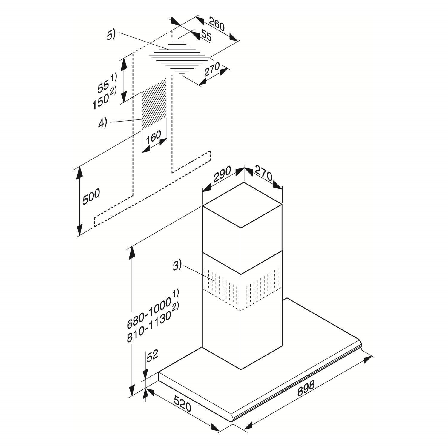 Miele DA6296W Lumen 90cm Wide Flat Chimney Cooker Hood With LED Feature
