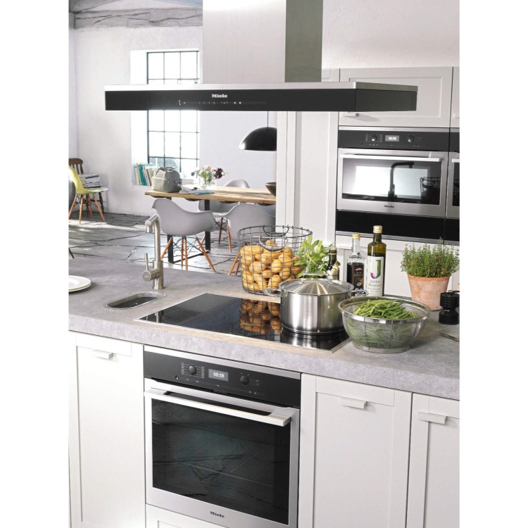 Miele DA6690Dclst Purist Edition 6000 90cm Wide Box Design Island Hood CleanSteel