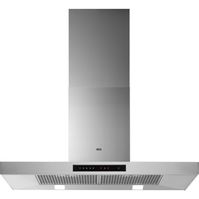 GRADE A2 - AEG DBB5960HM 90cm Stainless Steel Box Wall Hood - Plus Touch on Glass - LED lamps - 3Andintensive s