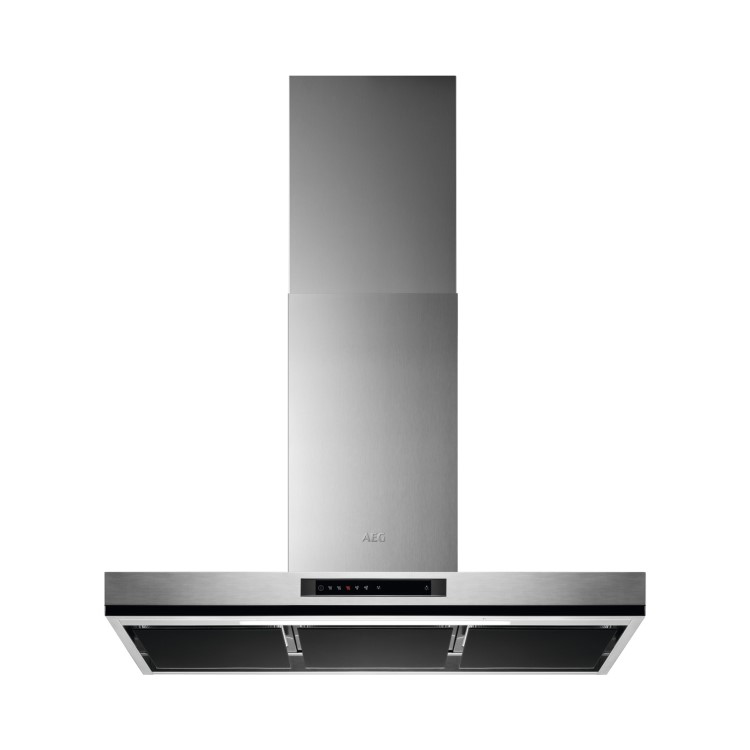 AEG 90cm Flat Chimney Cooker Hood with Hob2Hood - Stainless Steel