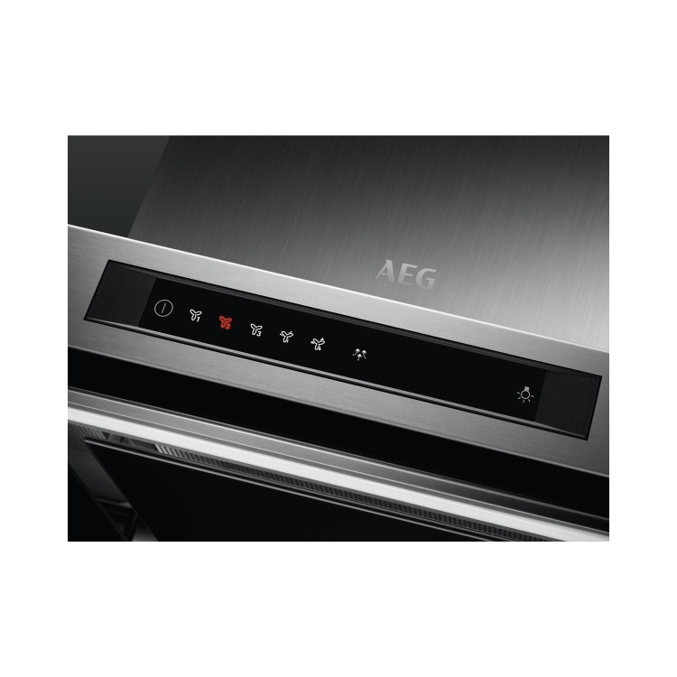 AEG 90cm Flat Chimney Cooker Hood with Hob2Hood - Stainless Steel