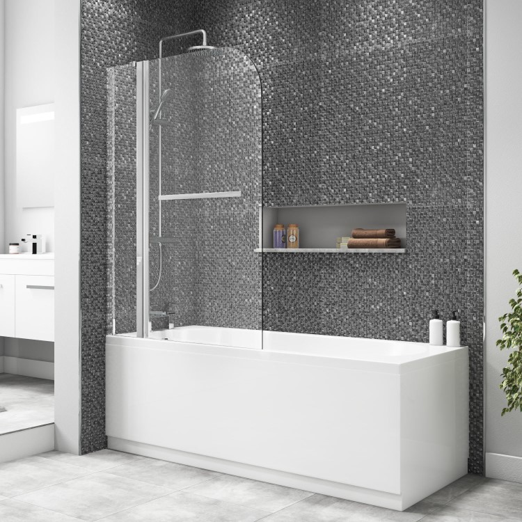 Taylor & Moore Hinged Panel Curved Bath Screen - 1400 x 1000mm