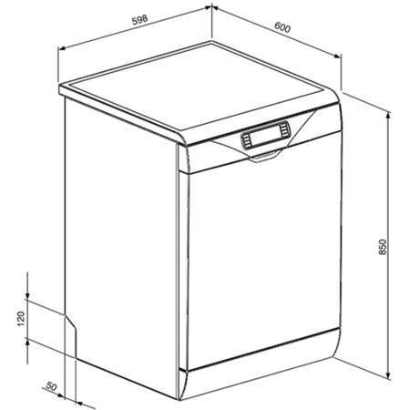 GRADE A3 - Smeg DC122SS-1 Full Size 12 Place Freestanding Dishwasher - Stainless Steel