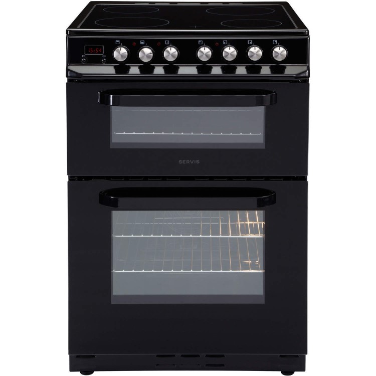 Servis DC60B 60cm Double Oven Electric Cooker Black