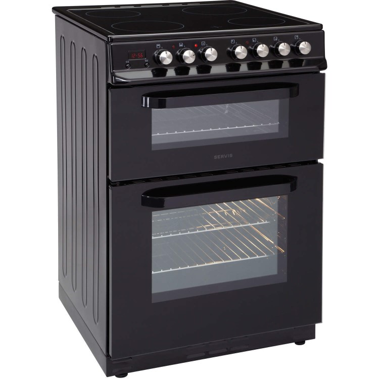 Servis DC60B 60cm Double Oven Electric Cooker Black