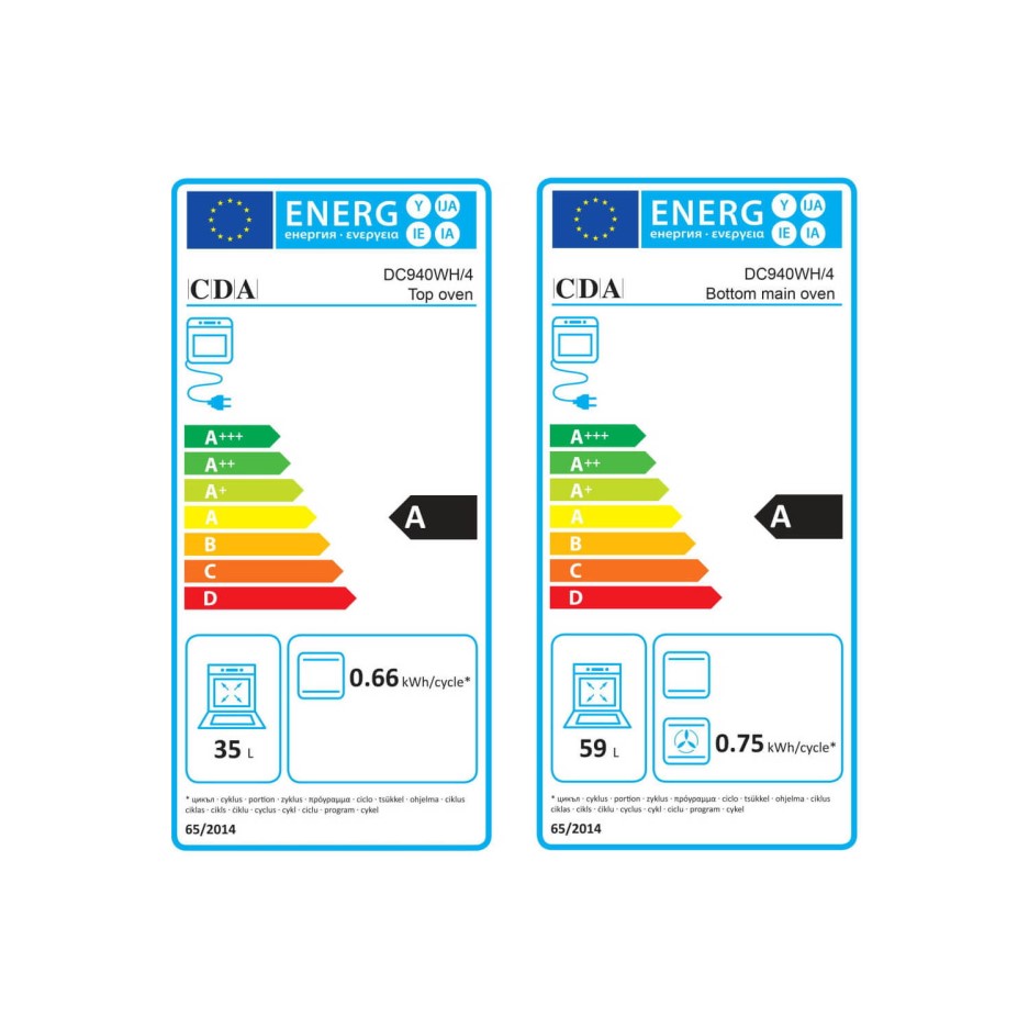 CDA DC940SS Touch Control Electric Built In Double Oven Stainless
