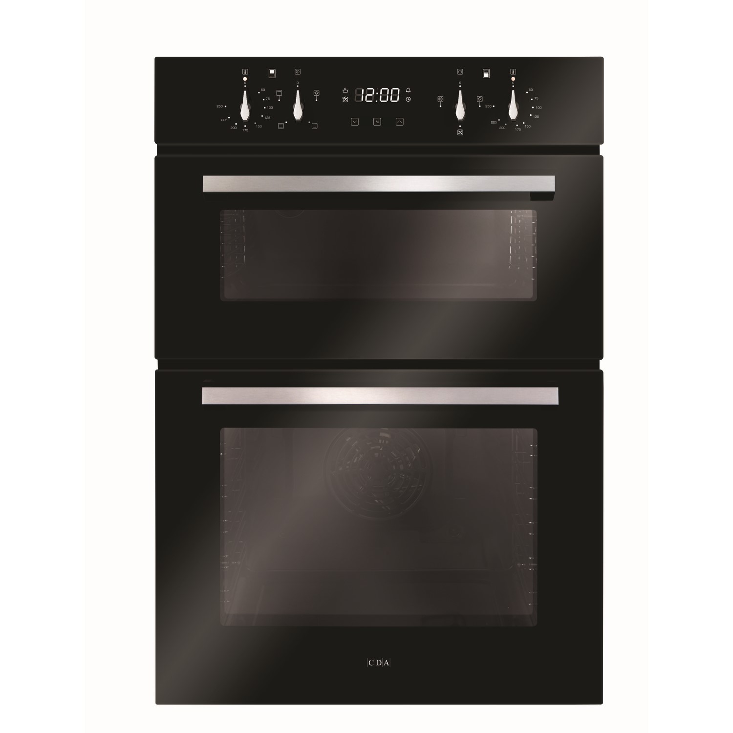 CDA Electric Built In Double Oven with White LED Timer - Black