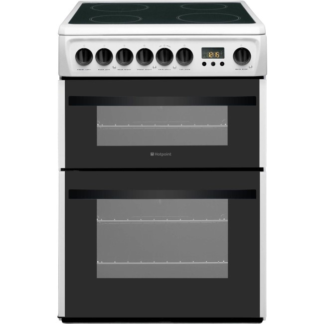 Hotpoint DCN60P 60cm Double Oven Electric Cooker With Ceramic Hob - White