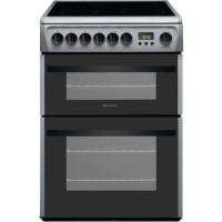 Hotpoint DCN60S 60cm Double Oven Electric Cooker With Ceramic Hob - Silver