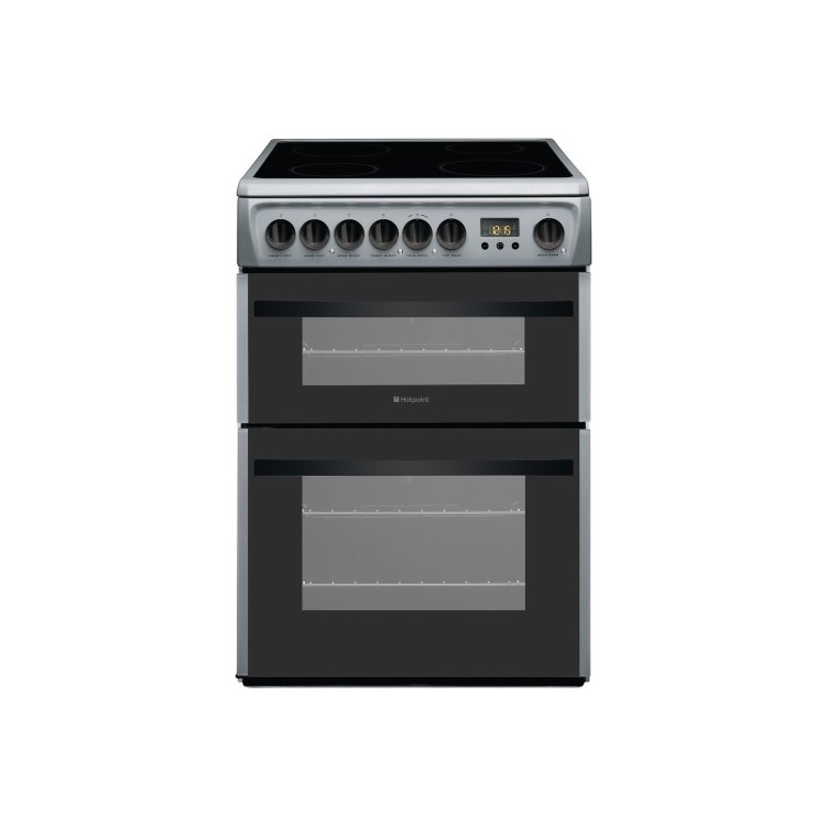 Hotpoint DCN60S 60cm Double Oven Electric Cooker With Ceramic Hob - Silver