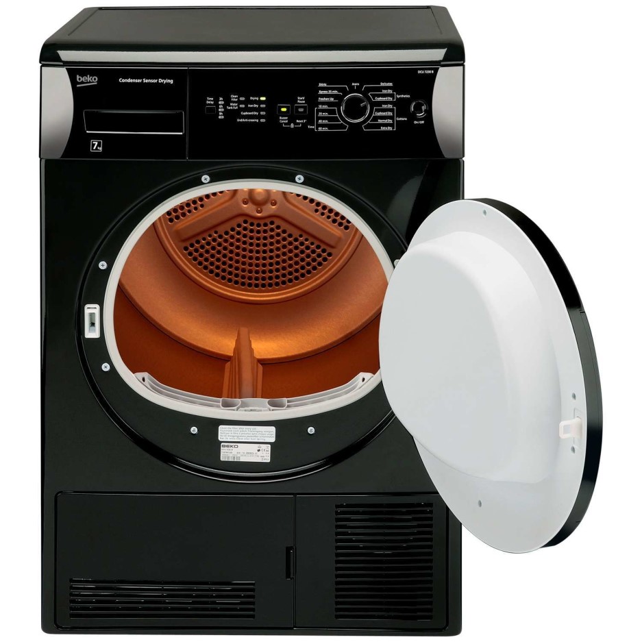 Beko DCU7230B Sensor Driven 7kg Freestanding Condenser Tumble Dryer Black Appliances Direct Beko DCU7230B Sensor Driven 7kg Freestanding Condenser Tumble Dryer Black Appliances Direct