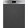 Refurbished Smeg Cucina DD13E2 12 Place Semi-Integrated Dishwasher Stainless Steel Control Panel