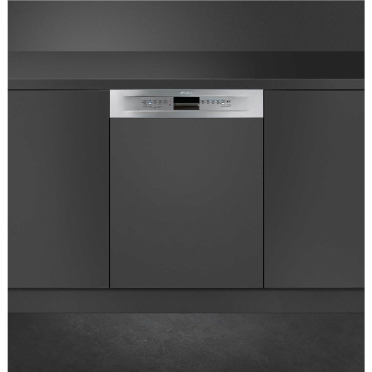 Refurbished Smeg Cucina DD13E2 12 Place Semi-Integrated Dishwasher Stainless Steel Control Panel