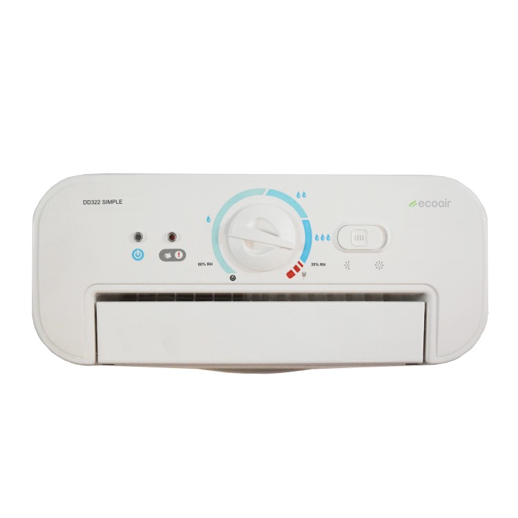 GRADE A5 - DD322FW SIMPLE Ecoair 10L Desiccant Dehumidifier up to 6 Bed House with Humidistat and 2 years warranty