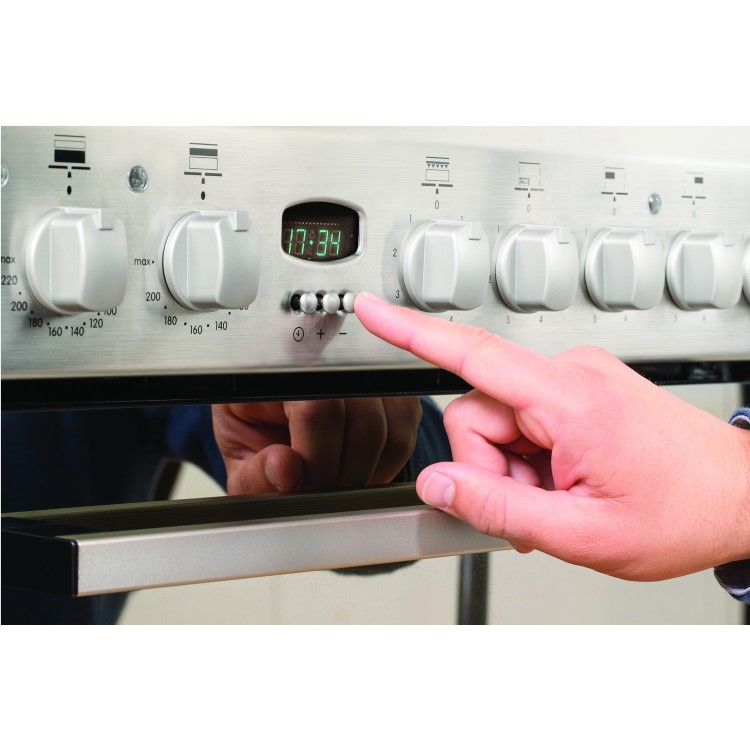 Indesit DD60C2CX 60cm Double Oven Electric Cooker With Ceramic Hob - Stainless Steel