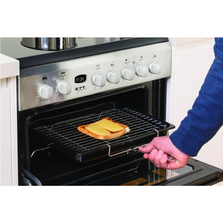 Indesit DD60C2CX 60cm Double Oven Electric Cooker With Ceramic Hob - Stainless Steel